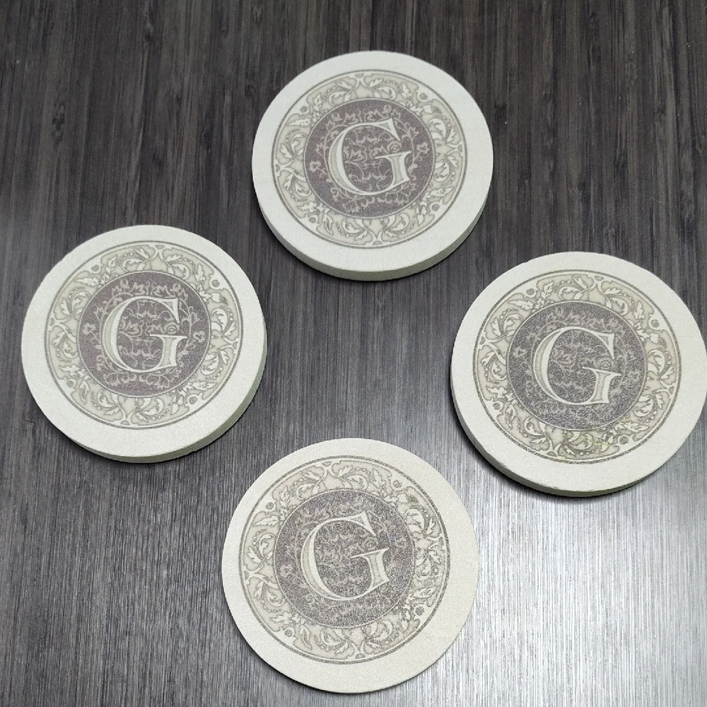 Coasters Thirstystone Monogram Coasters, All Natural Stone, Drink Absorbent - Picture 7 of 11